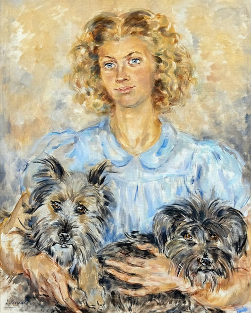Digital Print - Young woman with dogs by Luce Boyals