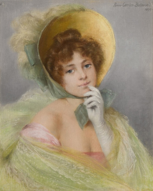 Digital Print - Her New Bonnet by Pierre Carrier-Belleuse