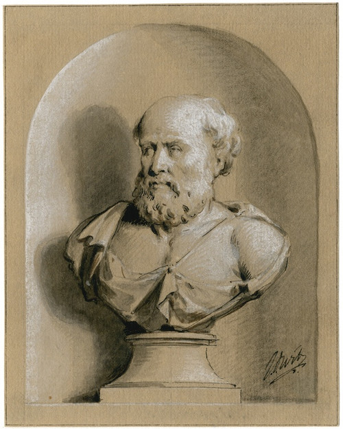 Digital Print - Hippocrates: borstbeeld in een nis by Jacob de Wit