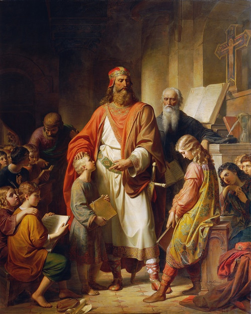 Digital Print - Charlemagne rebukes the careless students by Karl von Blaas