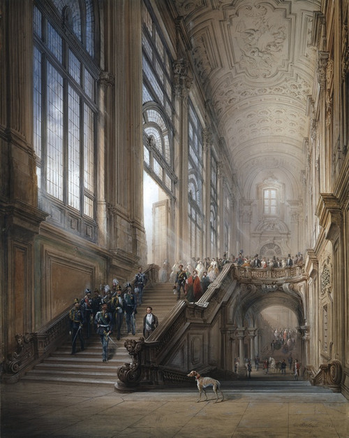 Digital Print - King Victor Emanuel II and Camillo Cavour at the opening of the' Senato Subalpino' by Carlo Bossoli