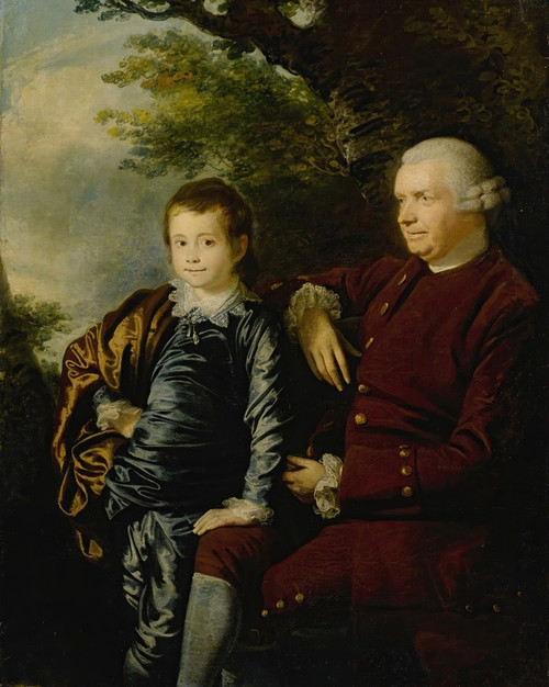 Digital Print - Portrait of a gentleman and a boy in a landscape by Hugh Barron