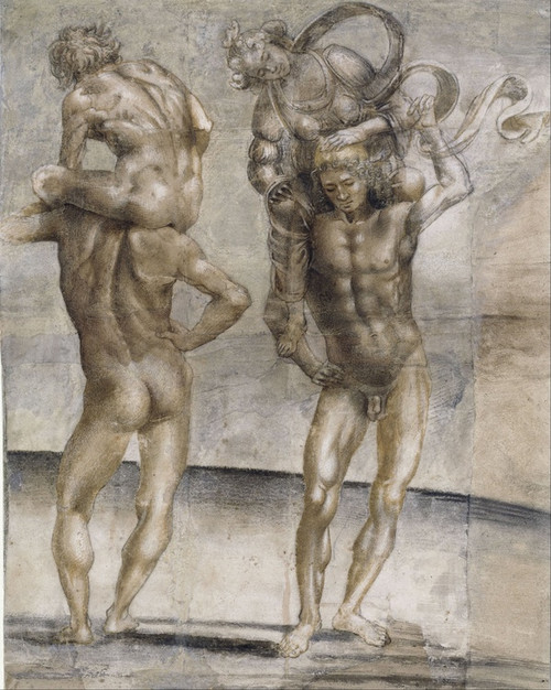 Digital Print - Two nude youths carrying a young woman and a young man by Luca Signorelli