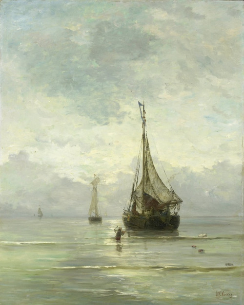 Digital Print - Kalme zee by Hendrik Willem Mesdag