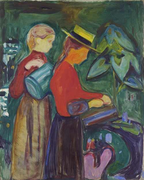 Digital Print - Girls watering Flowers (The Linde Frieze) by Edvard Munch