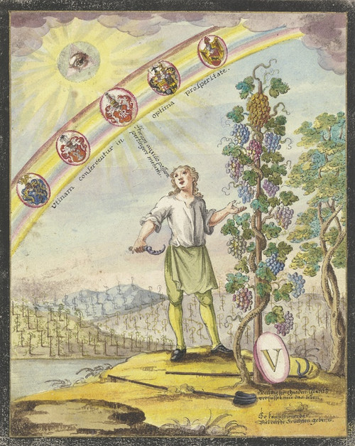 Digital Print - Knabe mit einem Rebmesser vor einem Weinstock by Johann Esaias Nilson
