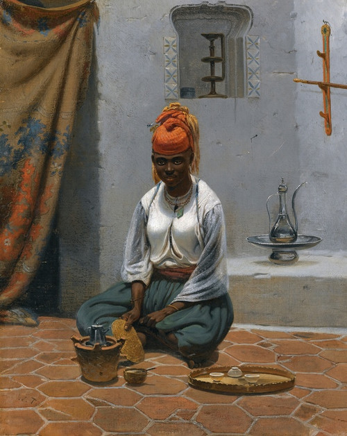 Digital Print - Making Tea In Algiers by Georg Wilhelm Timm