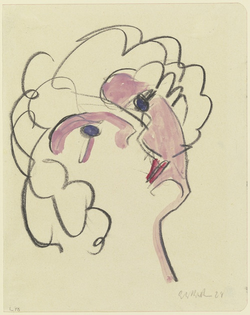 Digital Print - Emporblickender Frauenkopf by Ernst Ludwig Kirchner