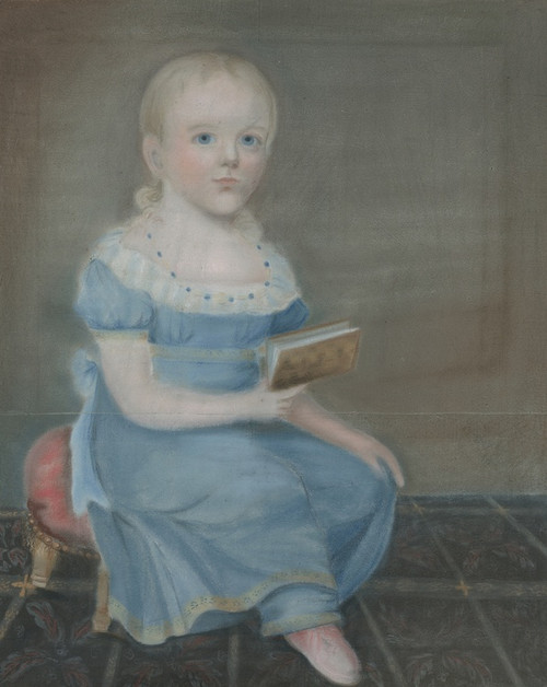 Digital Print - Portrait Of A Girl With Blue Eyes And Blue Dress by B. Doyle