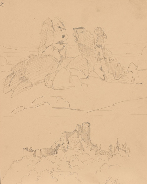 Digital Print - Sketch of limestone outliers (near the Ogrodzieniec Castle) by Jzef Simmler
