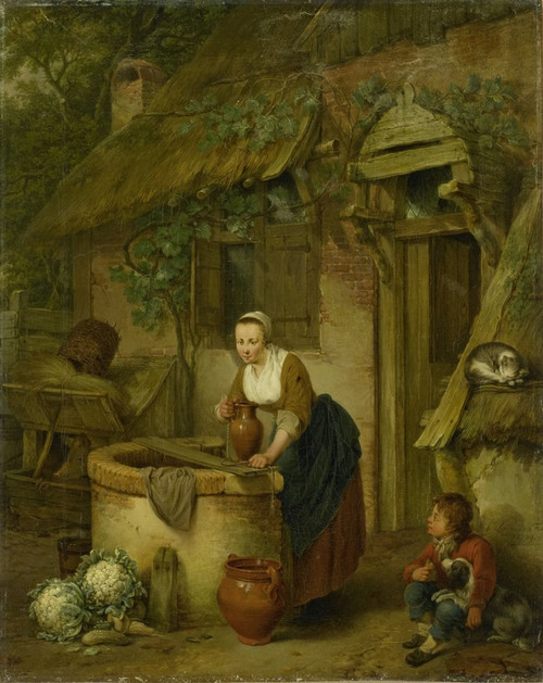 Digital Print - Woman Drawing Water from a Well by Jacobus Johannes Lauwers