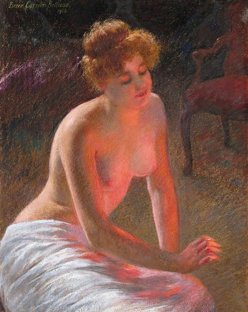 Digital Print - Contemplation by firelight by Pierre Carrier-Belleuse