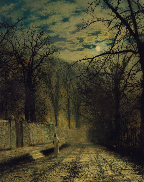 Digital Print - A Moonlit Street by John Atkinson Grimshaw