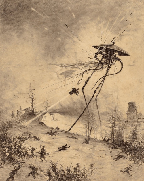 Digital Print - Martian Fighting Machine Hit by Shell by Henrique Alvim Corra