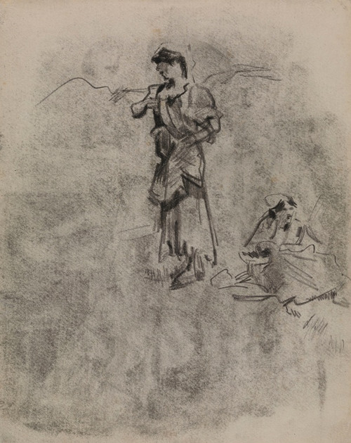 Digital Print - Standing an Sitting Gypsy Woman by James Ensor