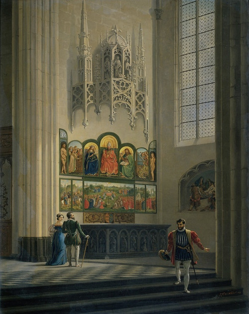 Digital Print - The Ghent Altarpiece by the van Eyck Brothers in St Bavo Cathedral in Ghent by Pieter-Frans De Noter