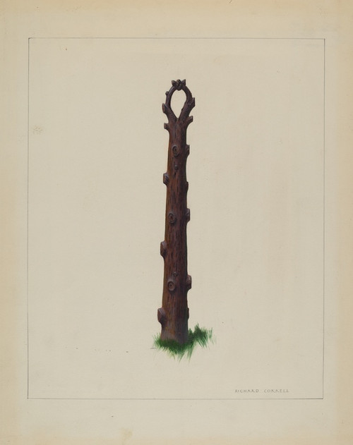Digital Print - Tree Trunk Hitching Post by Richard Correll