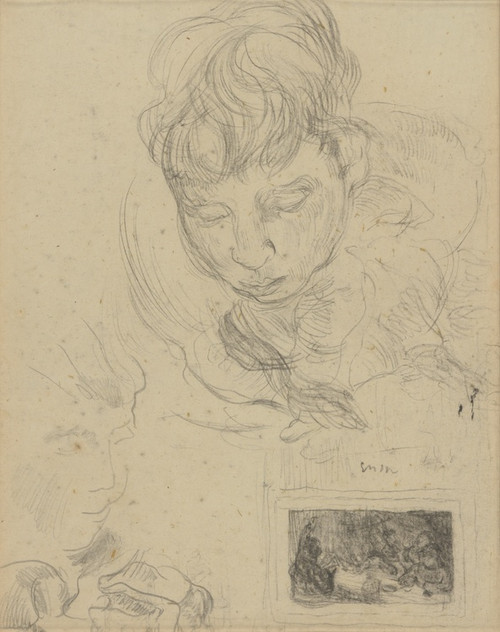Digital Print - Mijn zuster en schets van een schilderij by James Ensor