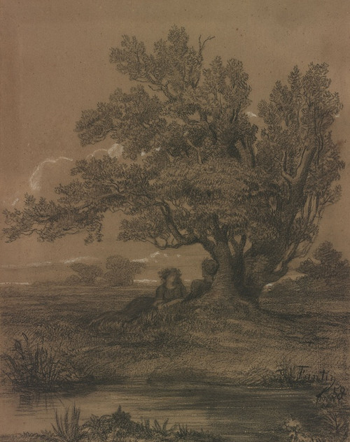 Digital Print - Pastoral Landscape with Figures by a Tree by Henri Fantin-Latour