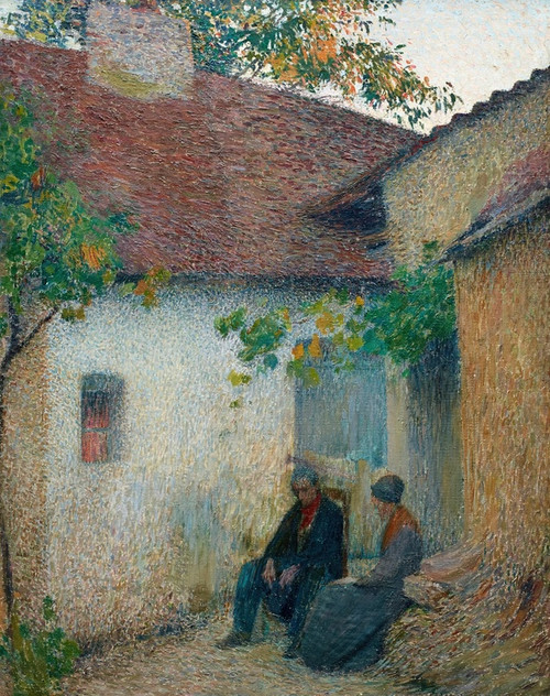 Digital Print - Couple en conversation devant la ferme by Henri Martin
