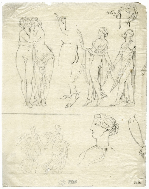 Digital Print - Cupid and Psyche, the Borghese dancers and part of another relief by David Humbert de Superville