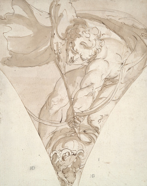Digital Print - Apollo Killing the Python, study for a spandrel in the Palazzo Antonio Doria (Palazzo della Prefettura),Genoa by Luca Cambiaso