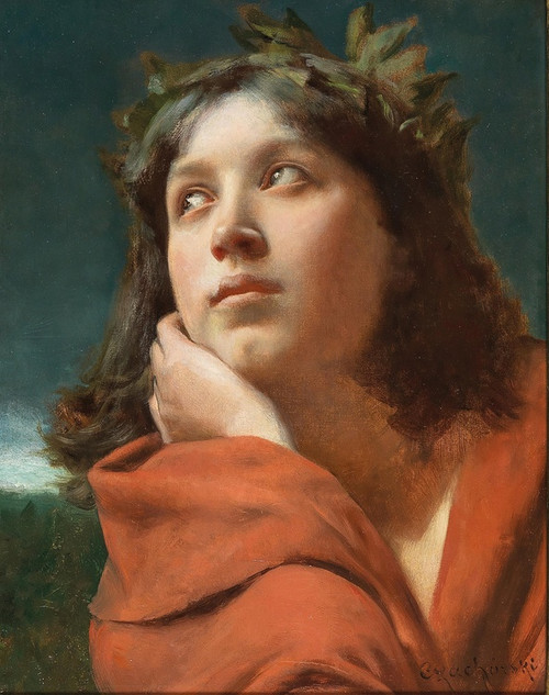 Digital Print - Portrait Of A Girl With Laurel Wreath by Wadysaw Czachrski