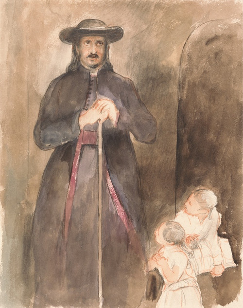 Digital Print - A Priest with Two Children by Sir David Wilkie