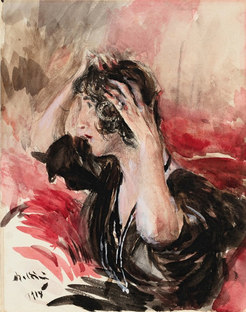 Digital Print - Woman fixing her hair by Giovanni Boldini