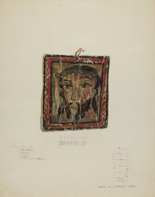 Digital Print - Small Christo Head - Retablo by Majel G. Claflin