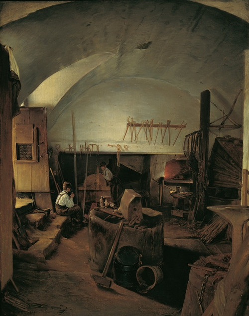 Digital Print - The inside of a forge by Franz Eybl