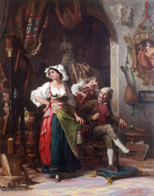 Digital Print - Modles dans un atelier, pendant l'absence du peintre by Auguste Dutuit