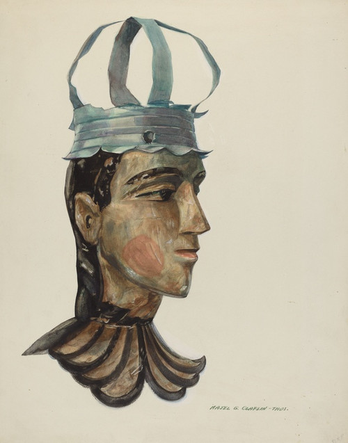 Digital Print - Head of Carved Figure with Tin Crown by Majel G. Claflin