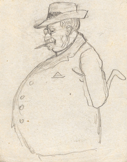 Digital Print - Mann mit Brille und Zigarre von der Seite II by Paul Franz Otto