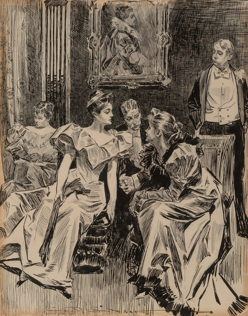 Digital Print - A Social Gathering by Charles Dana Gibson
