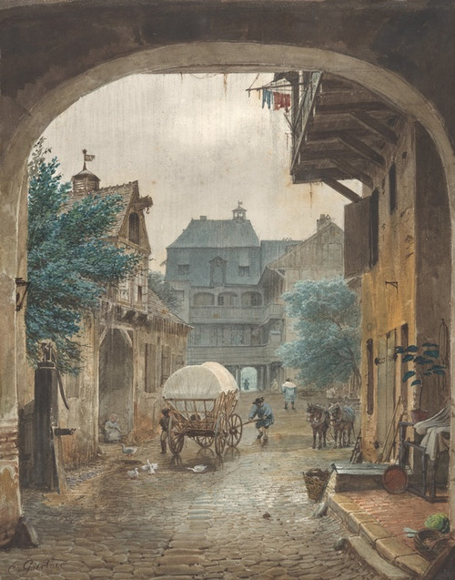 Digital Print - View into the Courtyard of an Inn at Colmar by Eduard Gaertner