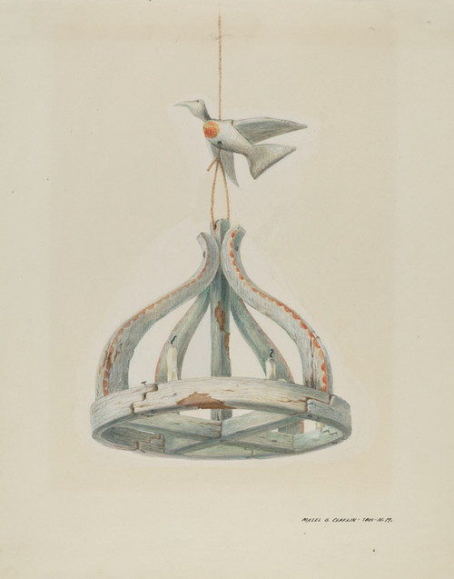 Digital Print - One painted, Wooden Candelabrum, with Dove by Majel G. Claflin