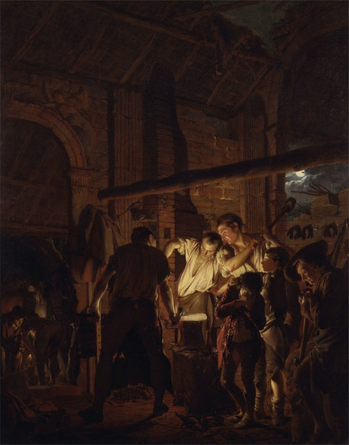 Digital Print - The Blacksmith's Shop by Joseph Wright of Derby