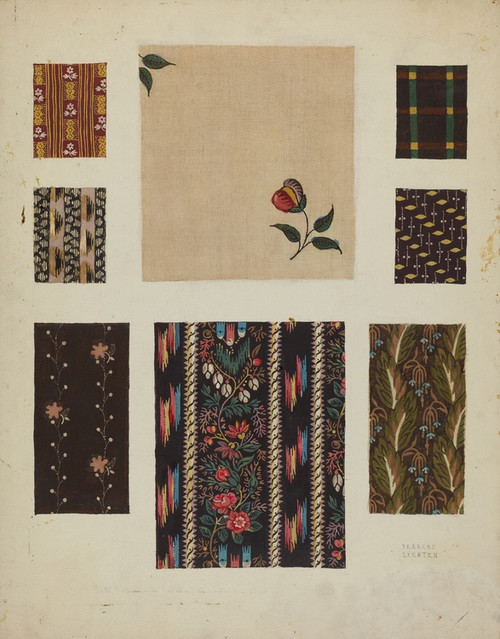 Digital Print - Materials from Patchwork Bedspread by Frances Lichten