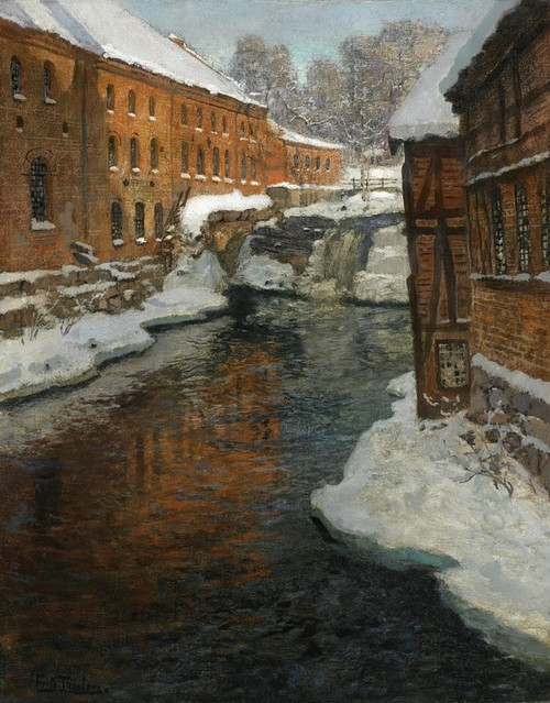 Digital Print - Fra Akerselven(The Akerselven River In The Snow) by Frits Thaulow