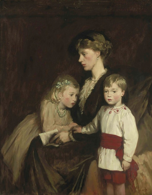 Digital Print - Portrait Of A Mother And Children by Glyn Warren Philpot