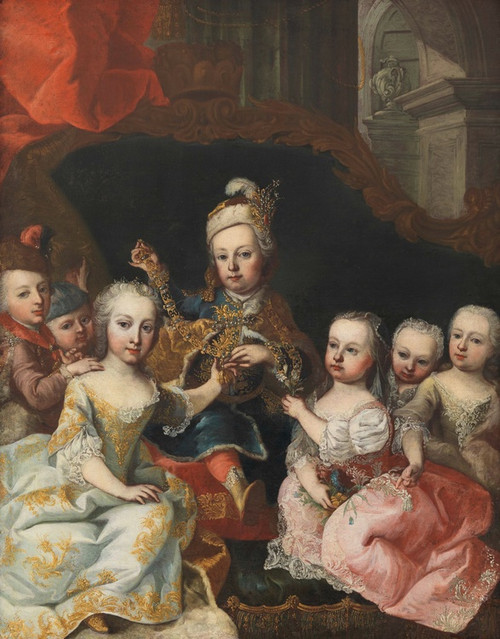 Digital Print - Joseph II. als Kronprinz mit sechs Geschwistern by Martin van Meytens