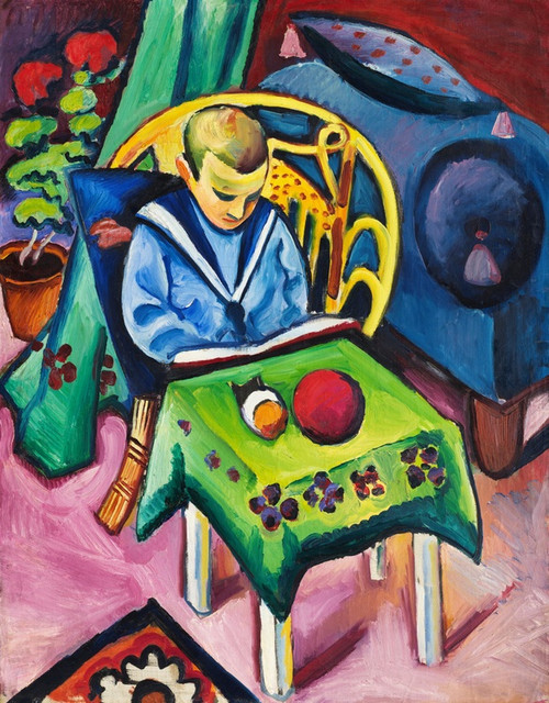 Digital Print - Junge mit Buch und Spielsachen by August Macke