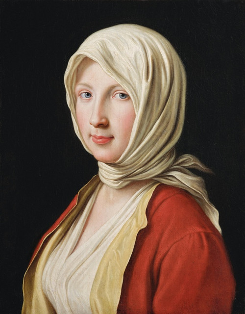 Digital Print - Portrait of a girl in a white headscarf by Pietro Rotari