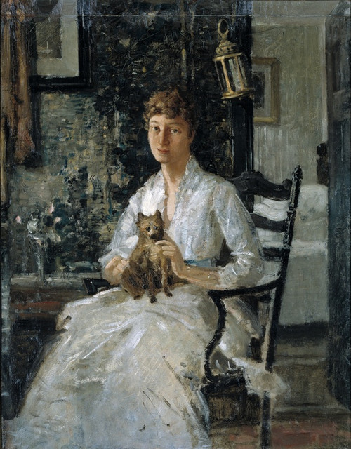 Digital Print - Portrait of a Lady with a Dog (Anna Baker Weir) by Julian Alden Weir