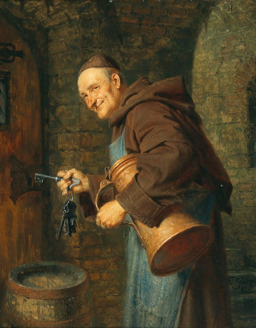Digital Print - A cellarer with a bunch of keys by Eduard von Grtzner