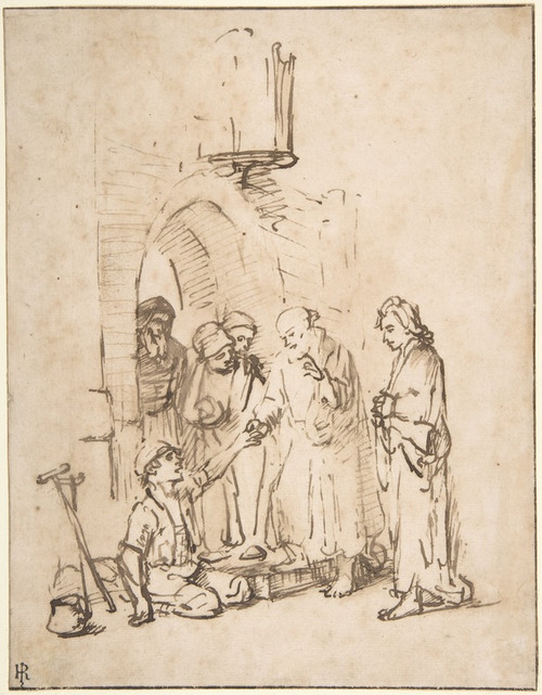 Digital Print - St. Peter and St John Healing the Paralytic by Rembrandt van Rijn