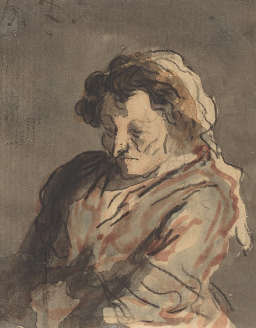 Digital Print - Old Woman Seated by Honor Daumier