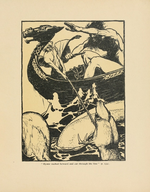 Digital Print - Hymir rushed forward and cut through the line' by Arthur Rackham