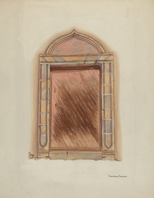 Digital Print - Carved Stone Doorway, Mission San Carlos Borromeo by Gordena Jackson